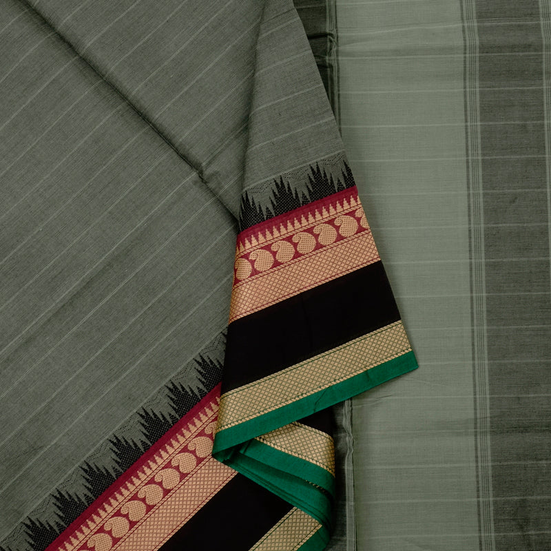 Hayagrivas Handloom Pure Cotton Saree in Mellow Grey KBE57D1-16