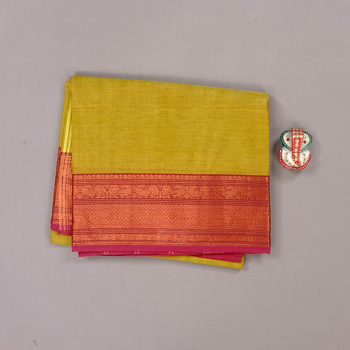 Hayagrivas Handloom Pure Cotton Saree in Graceful Mustard Yellow KBE57D1-22