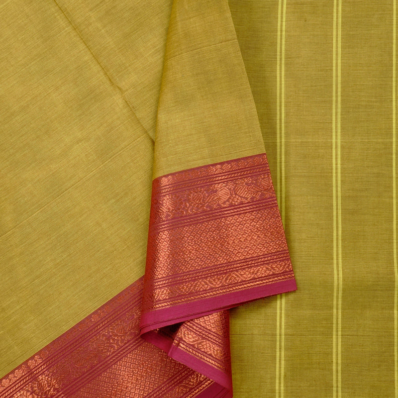 Hayagrivas Handloom Pure Cotton Saree in Graceful Mustard Yellow KBE57D1-22
