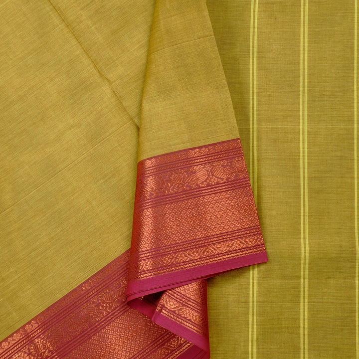 Hayagrivas Handloom Pure Cotton Saree in Graceful Mustard Yellow KBE57D1-22