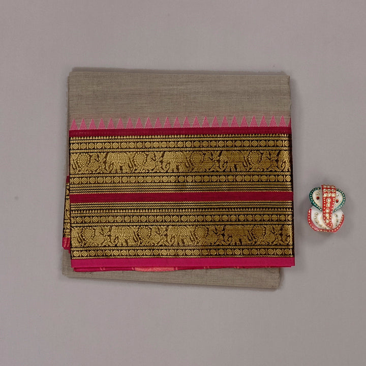 Hayagrivas Handloom Pure Cotton Saree in Elegant Ash Grey KBE57D1-38