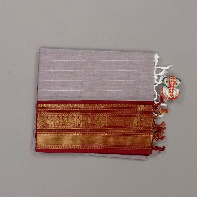 Hayagrivas Handloom Pure Cotton Saree in Soothing Grey KBE57D1-39