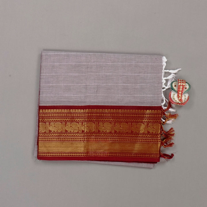 Hayagrivas Handloom Pure Cotton Saree in Soothing Grey KBE57D1-39