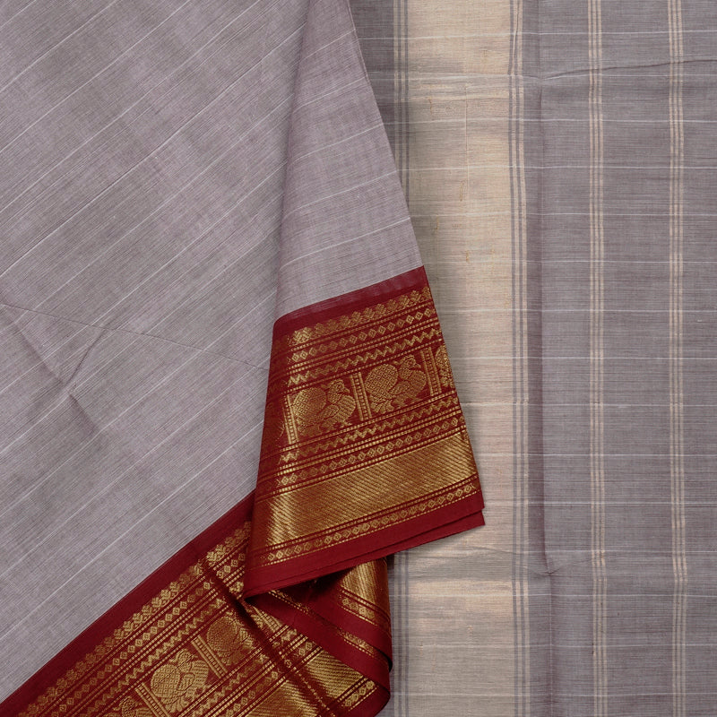Hayagrivas Handloom Pure Cotton Saree in Soothing Grey KBE57D1-39
