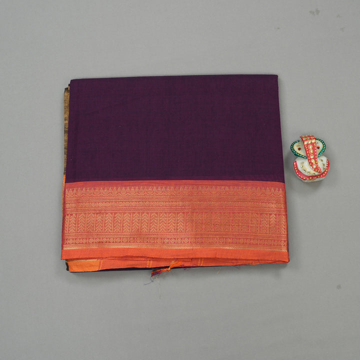 Hayagrivas Handloom Pure Cotton Saree in Attractive Dark Purple KBE57D1-41