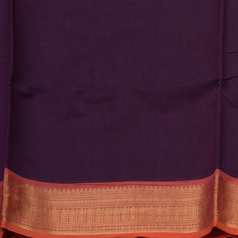 Hayagrivas Handloom Pure Cotton Saree in Attractive Dark Purple KBE57D1-41