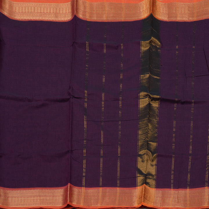 Hayagrivas Handloom Pure Cotton Saree in Attractive Dark Purple KBE57D1-41
