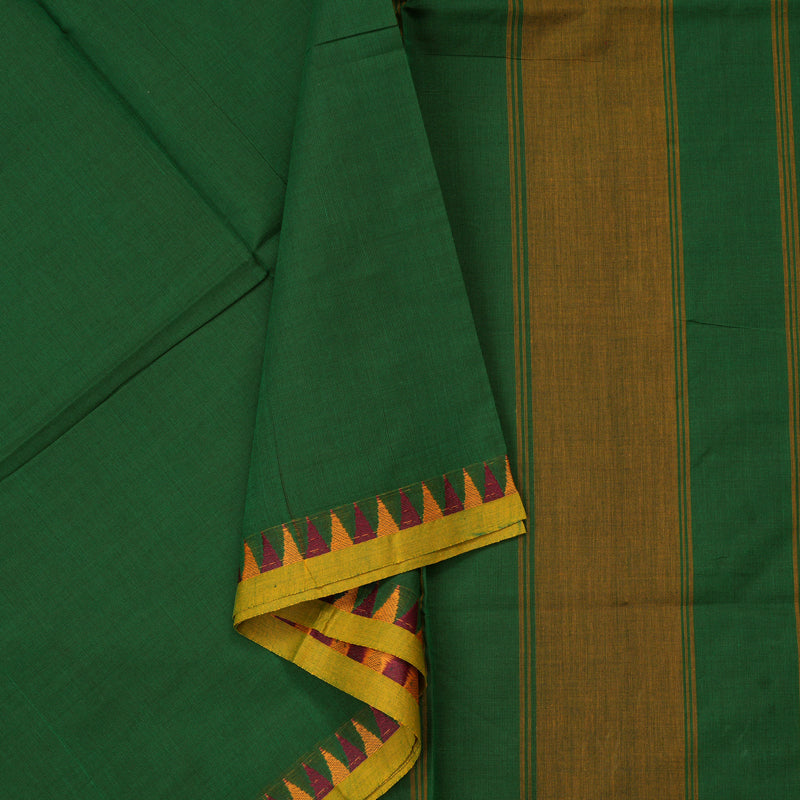 Hayagrivas Handloom Pure Cotton Saree in Enchanting Bottle Green KBE57D1-46