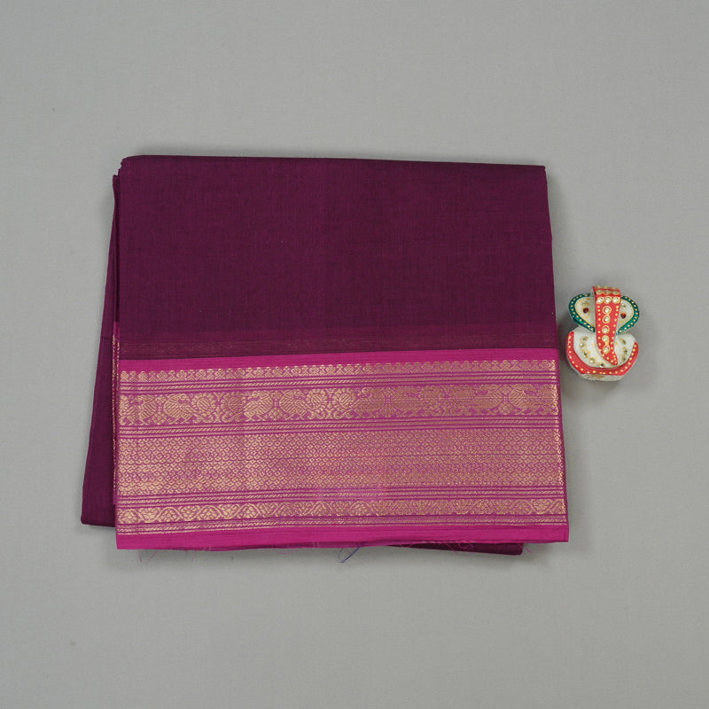 Hayagrivas Handloom Pure Cotton Saree in Regal Dark Purple KBE57D1-7