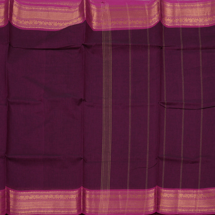Hayagrivas Handloom Pure Cotton Saree in Regal Dark Purple KBE57D1-7