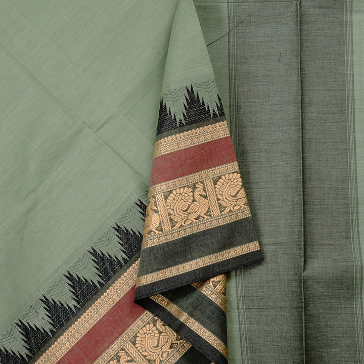 Hayagrivas Handloom Pure Cotton Saree in Serene Light Pastel Green KBE57D1-72
