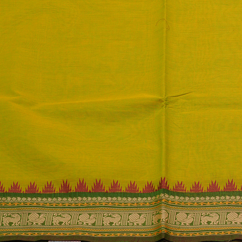 Hayagrivas Handloom Pure Cotton Saree in Lively Lemon Green KBE57D1-8