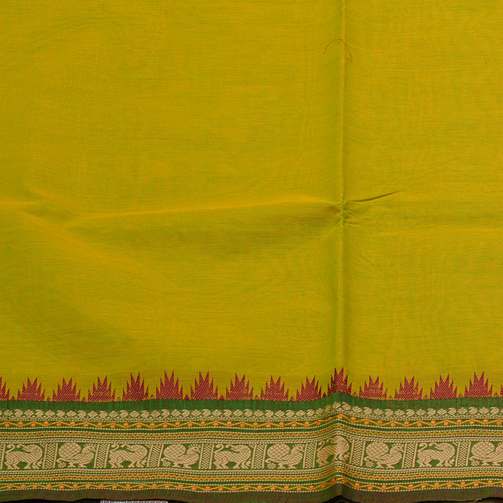 Hayagrivas Handloom Pure Cotton Saree in Lively Lemon Green KBE57D1-8