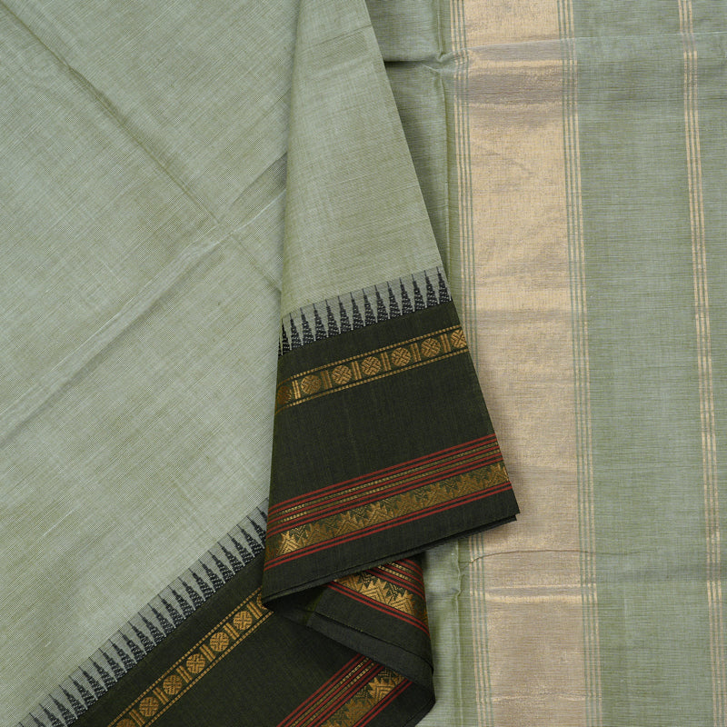 Hayagrivas Handloom Pure Cotton Saree in Grounded Light Elaichi green KBE57D1-28