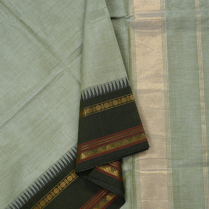Hayagrivas Handloom Pure Cotton Saree in Grounded Light Elaichi green KBE57D1-28