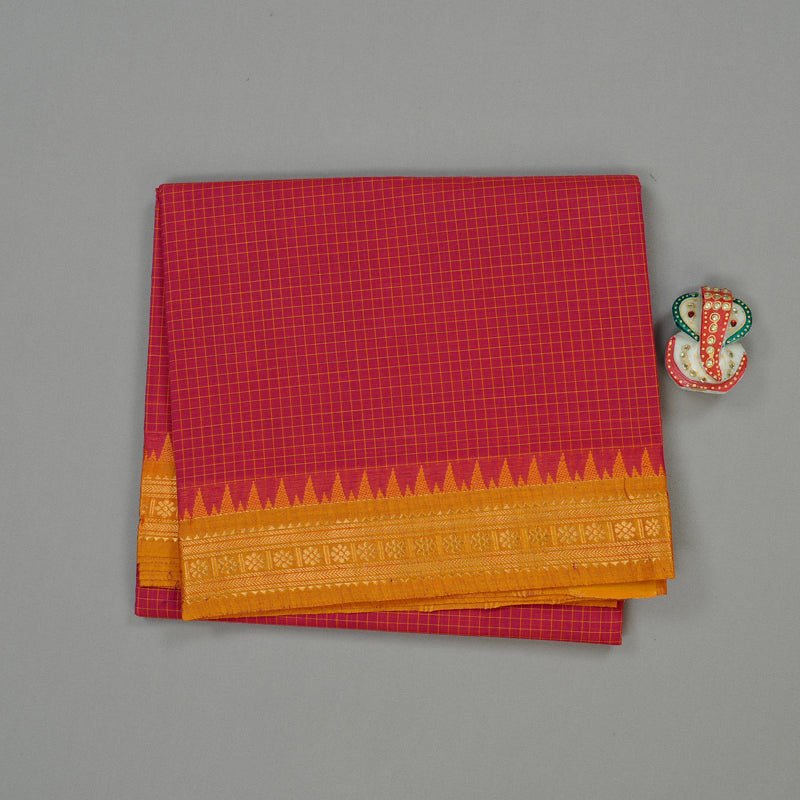 Hayagrivas Handloom Pure Cotton Saree in Striking Maroon KBE57D2-4