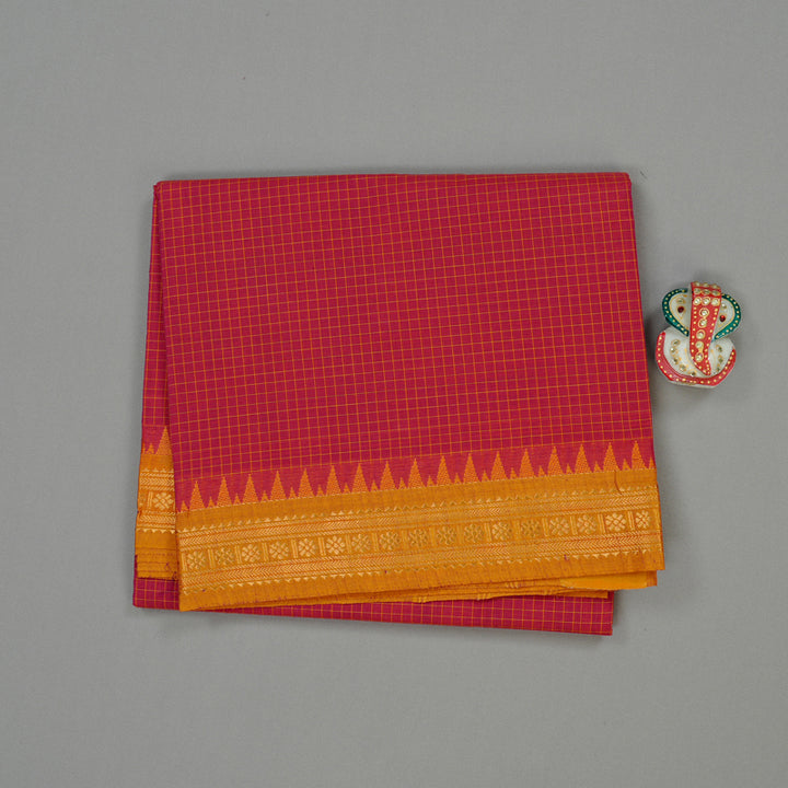 Hayagrivas Handloom Pure Cotton Saree in Striking Maroon KBE57D2-4