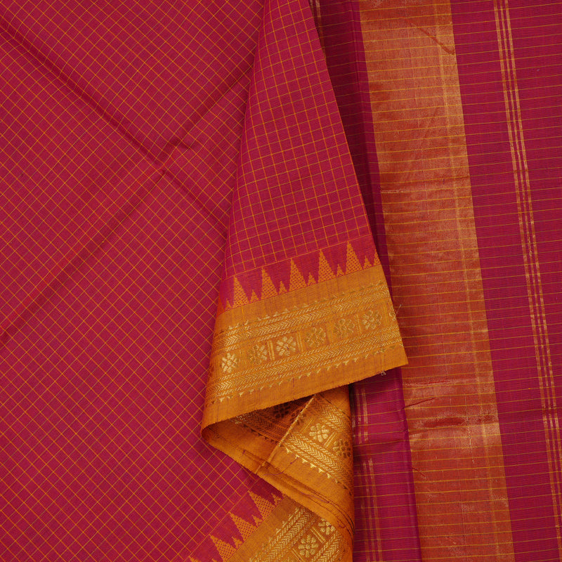 Hayagrivas Handloom Pure Cotton Saree in Striking Maroon KBE57D2-4
