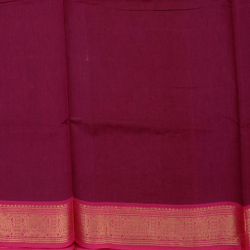 Hayagrivas Handloom Pure Cotton Saree in Striking Dark Purple KBE57D3-1