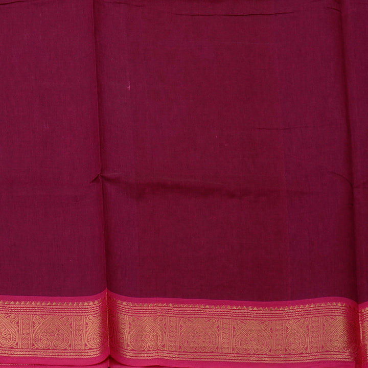 Hayagrivas Handloom Pure Cotton Saree in Striking Dark Purple KBE57D3-1