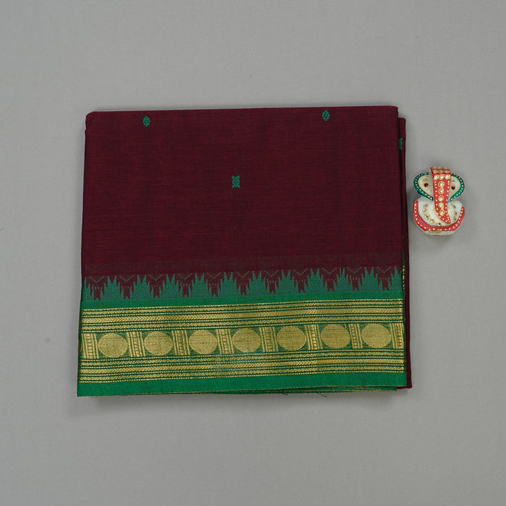 Hayagrivas Handloom Pure Cotton Saree in Captivating Wine Maroon KBE57D3-2