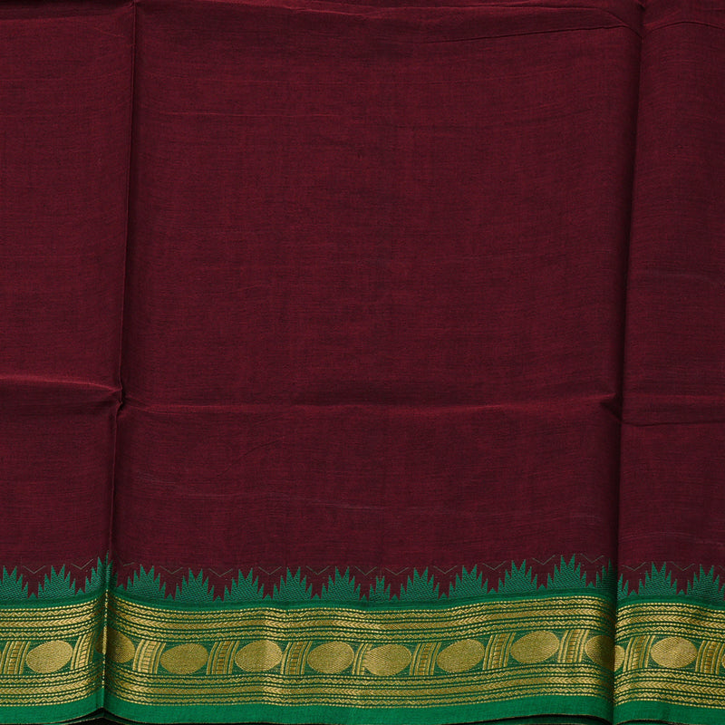 Hayagrivas Handloom Pure Cotton Saree in Captivating Wine Maroon KBE57D3-2