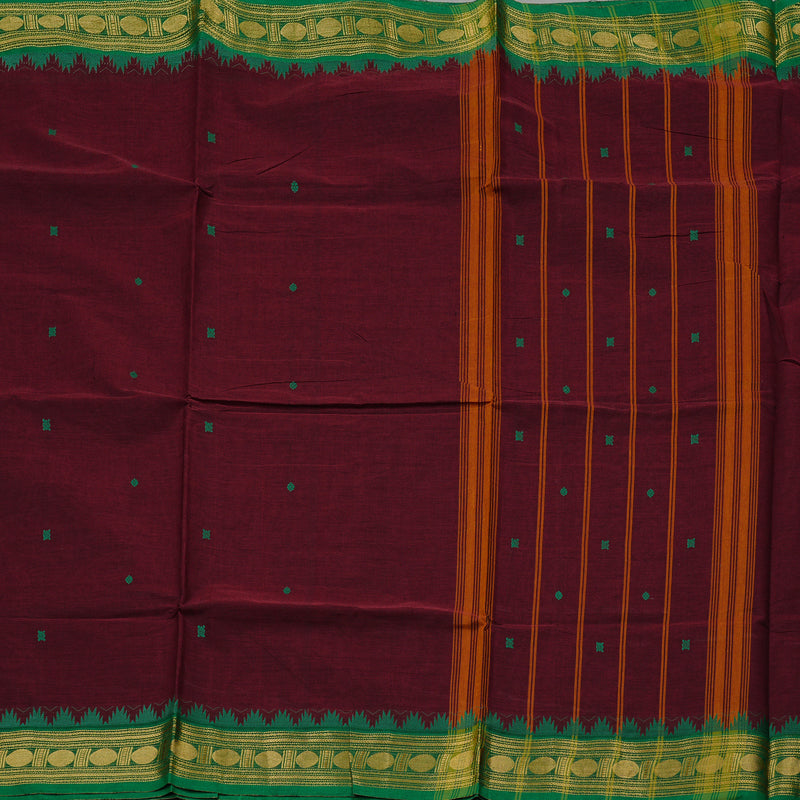 Hayagrivas Handloom Pure Cotton Saree in Captivating Wine Maroon KBE57D3-2
