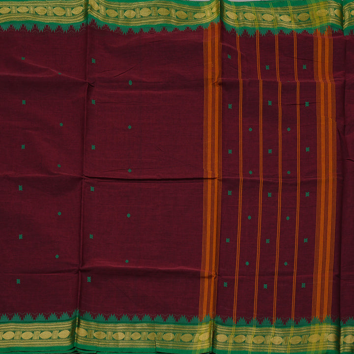 Hayagrivas Handloom Pure Cotton Saree in Captivating Wine Maroon KBE57D3-2