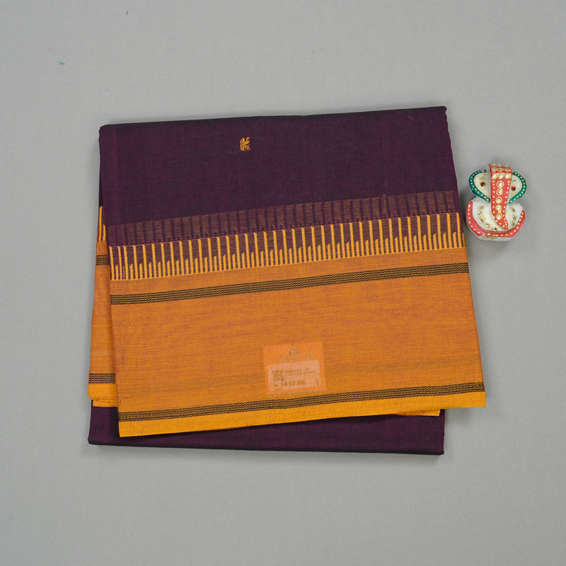 Hayagrivas Handloom Pure Cotton Saree in Graceful Dark Purple KBE57D3-21