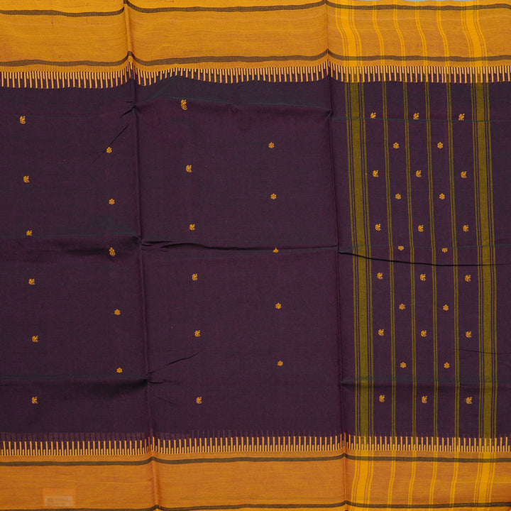 Hayagrivas Handloom Pure Cotton Saree in Graceful Dark Purple KBE57D3-21