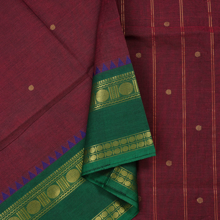 Hayagrivas Handloom Pure Cotton Saree in Luminous Dark Purple KBE57D3-25