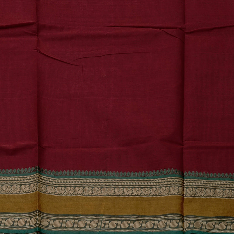 Hayagrivas Handloom Pure Cotton Saree in Rich-toned Dark Maroon KBE57D3-3