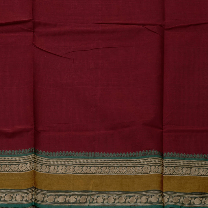 Hayagrivas Handloom Pure Cotton Saree in Rich-toned Dark Maroon KBE57D3-3