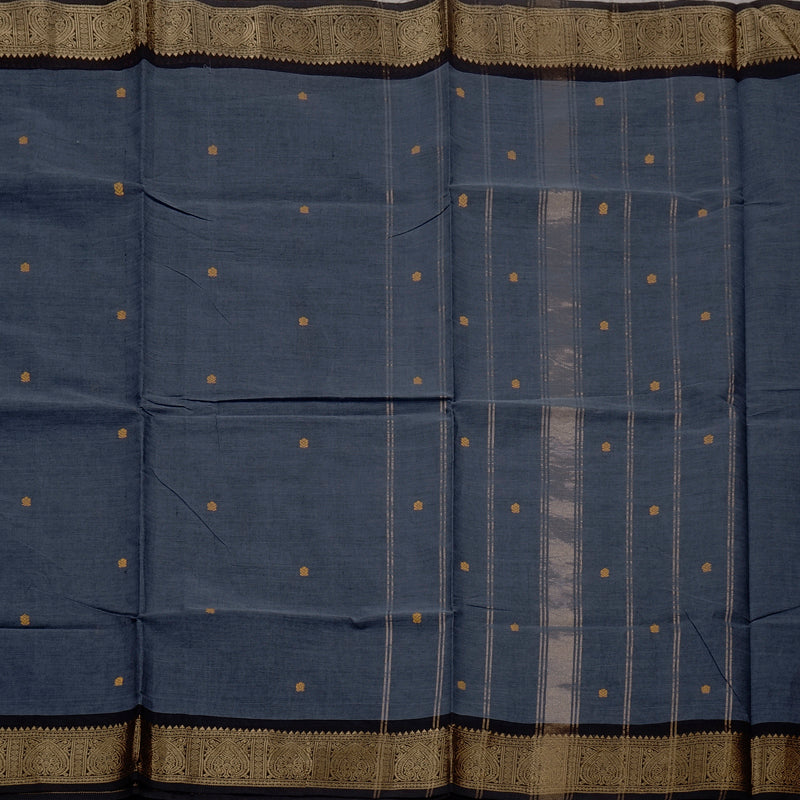 Hayagrivas Handloom Pure Cotton Saree in Eye-catching Bluish Grey KBE57D3-4