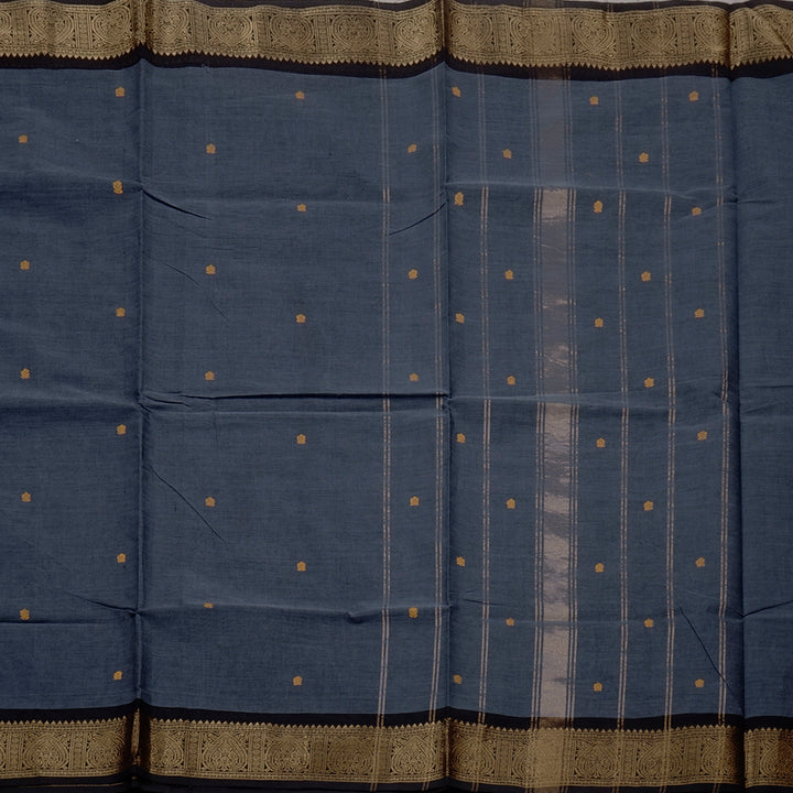 Hayagrivas Handloom Pure Cotton Saree in Eye-catching Bluish Grey KBE57D3-4