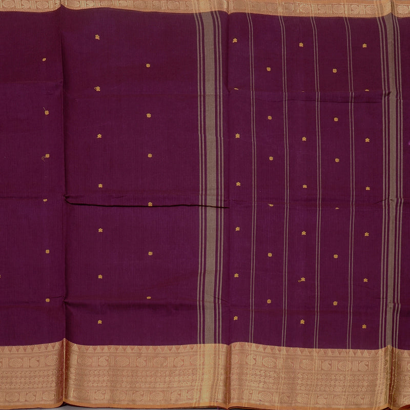 Hayagrivas Handloom Pure Cotton Saree in Rich Dark Purple KBE57D3-52