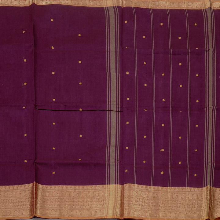 Hayagrivas Handloom Pure Cotton Saree in Rich Dark Purple KBE57D3-52
