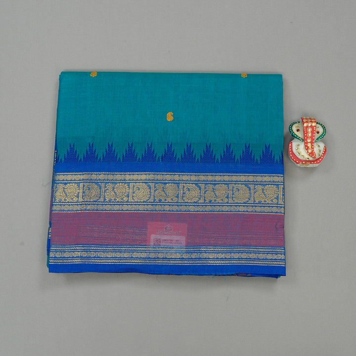 Hayagrivas Handloom Pure Cotton Saree in Charming Sea Blue KBE57D3-59