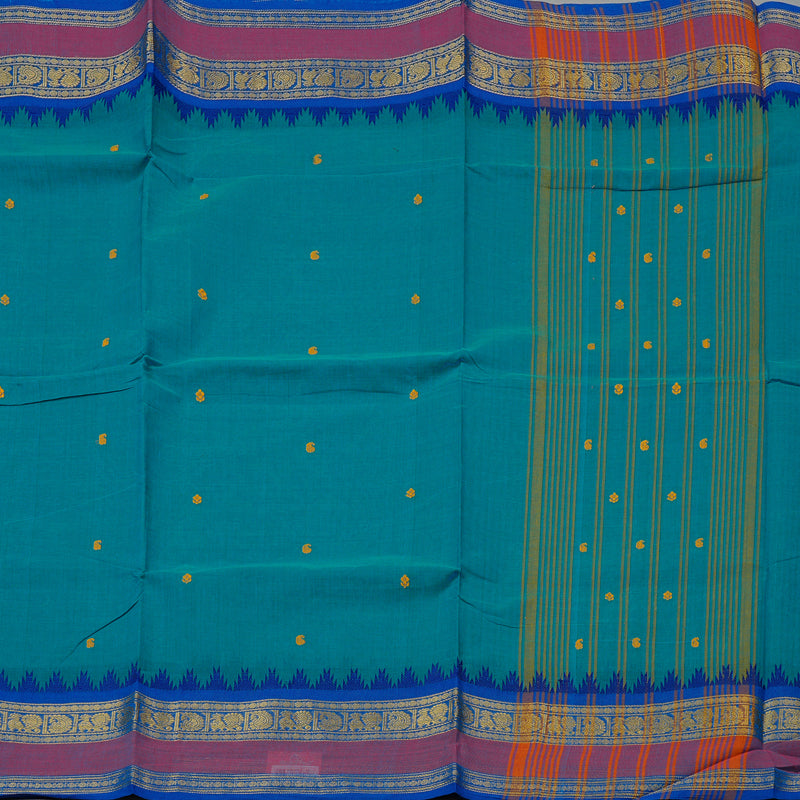 Hayagrivas Handloom Pure Cotton Saree in Charming Sea Blue KBE57D3-59