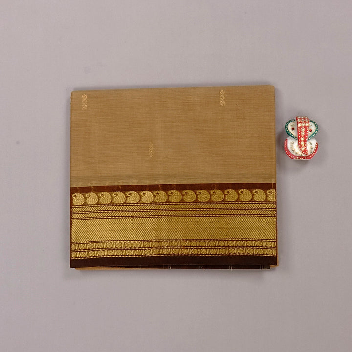 Hayagrivas Handloom Pure Cotton Saree in Timeless Sandal Beige KBE57D3-61