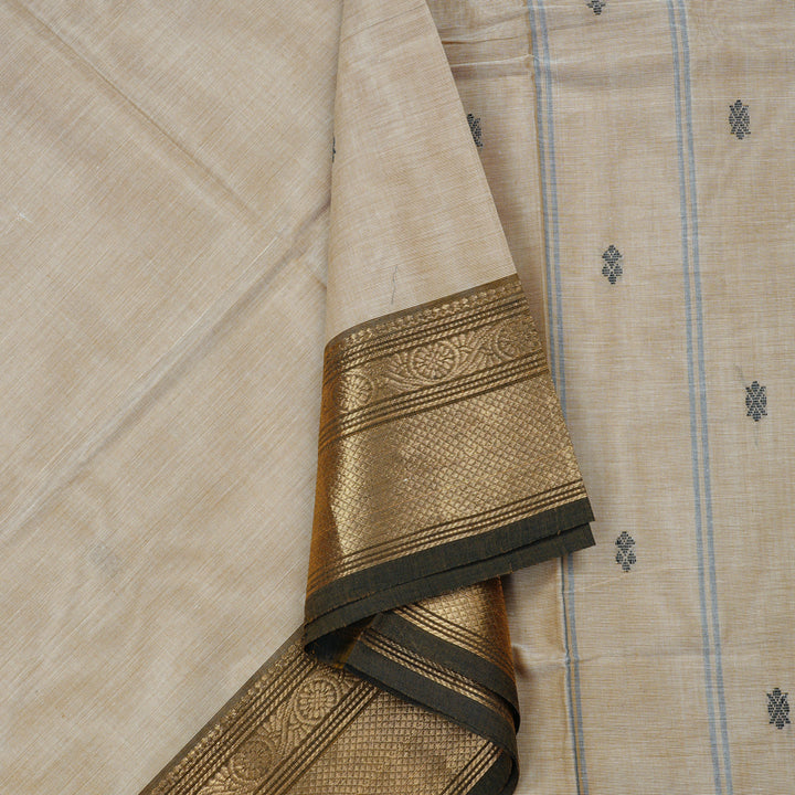 Hayagrivas Handloom Pure Cotton Saree in Soothing Beige KBE57D3-64