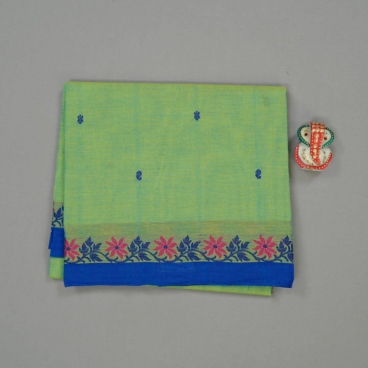 Hayagrivas Handloom Pure Cotton Saree in Charming Dual Tone (Sky Blue with Yellow) KBE57D3-77