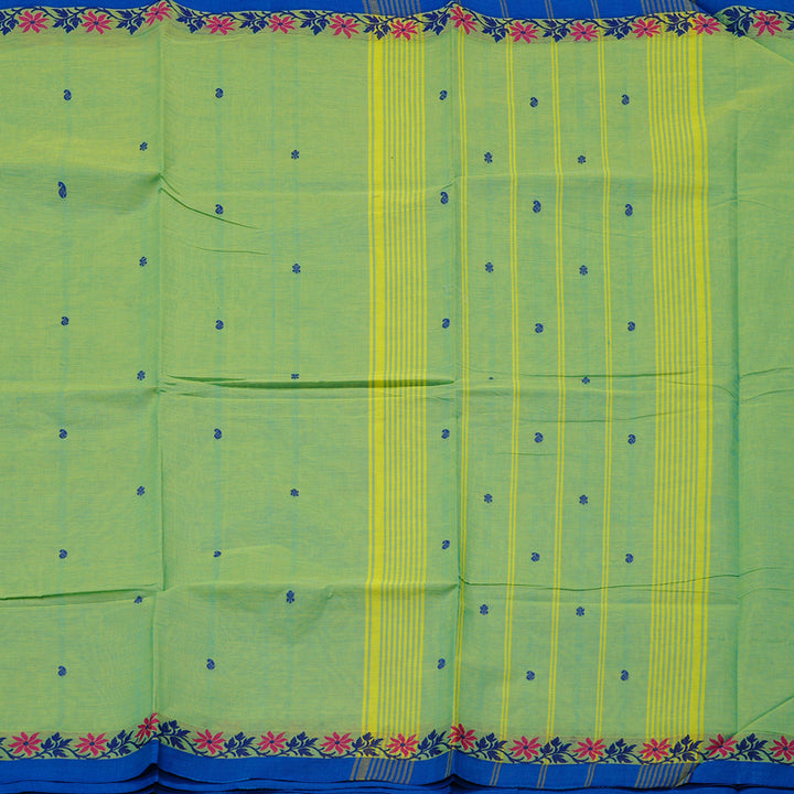 Hayagrivas Handloom Pure Cotton Saree in Charming Dual Tone (Sky Blue with Yellow) KBE57D3-77
