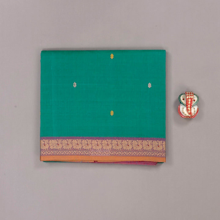 Hayagrivas Handloom Pure Cotton Saree in Regal Sea Green KBE57D3-83