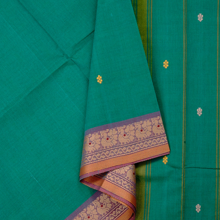 Hayagrivas Handloom Pure Cotton Saree in Regal Sea Green KBE57D3-83