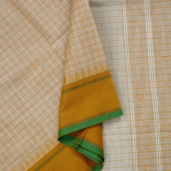 Hayagrivas Handloom Pure Cotton Saree in Sophisticated Sandal KBE57D4-11