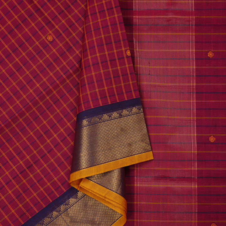 Hayagrivas Handloom Pure Cotton Saree in Versatile Dark Pink KBE57D4-9
