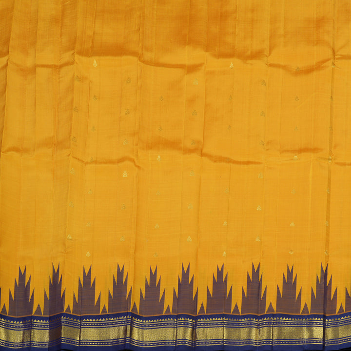 Hayagrivas Handloom Kanjivaram One side border in Yellow with Navy Blue KBE581F1-1