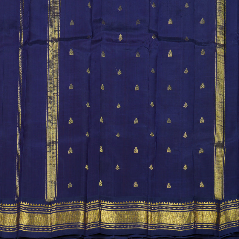 Hayagrivas Handloom Kanjivaram One side border in Yellow with Navy Blue KBE581F1-1