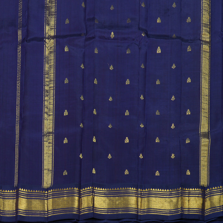 Hayagrivas Handloom Kanjivaram One side border in Yellow with Navy Blue KBE581F1-1